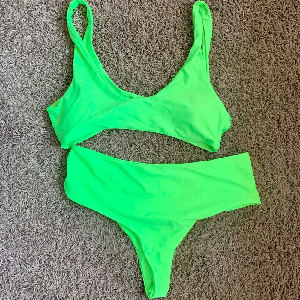 Shein bright green bikini